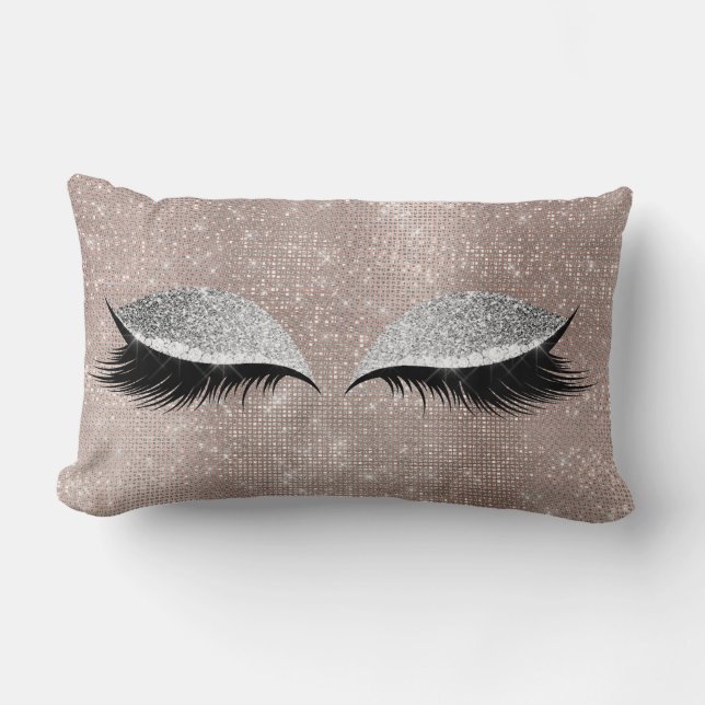 Coussin Rectangle Parties scintillant gris argenté Noir Glam Make Up (Recto)