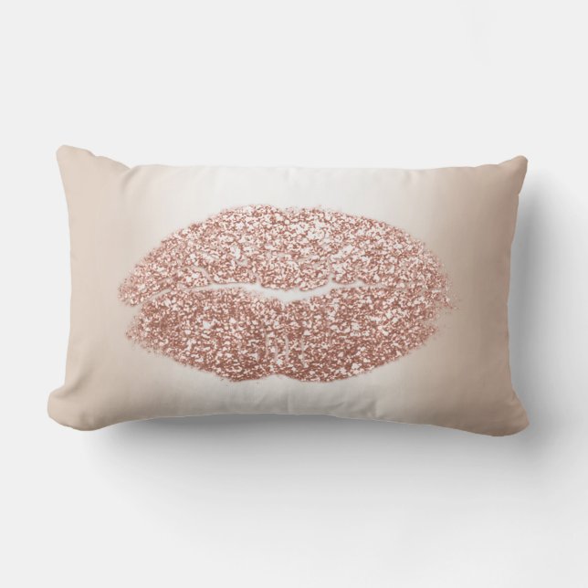 Coussin Rectangle Parties scintillant lèvres Ivory Creamy Pearly Ros (Recto)