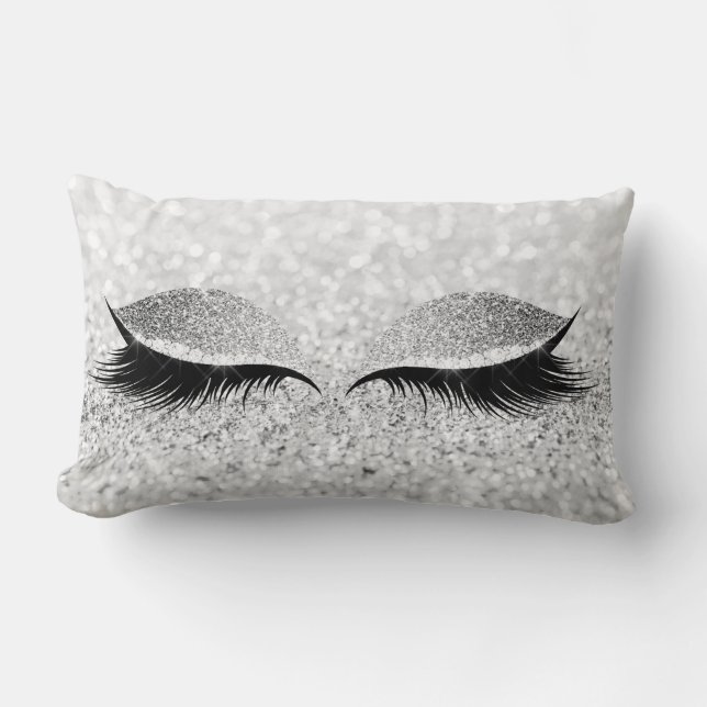 Coussin Rectangle Parties scintillant Noir Maquillage OEil Blanche O (Recto)