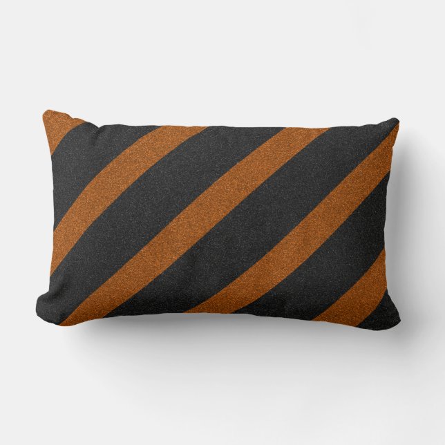 Coussin Rectangle Parties scintillant Orange & Black Stripes (Recto)