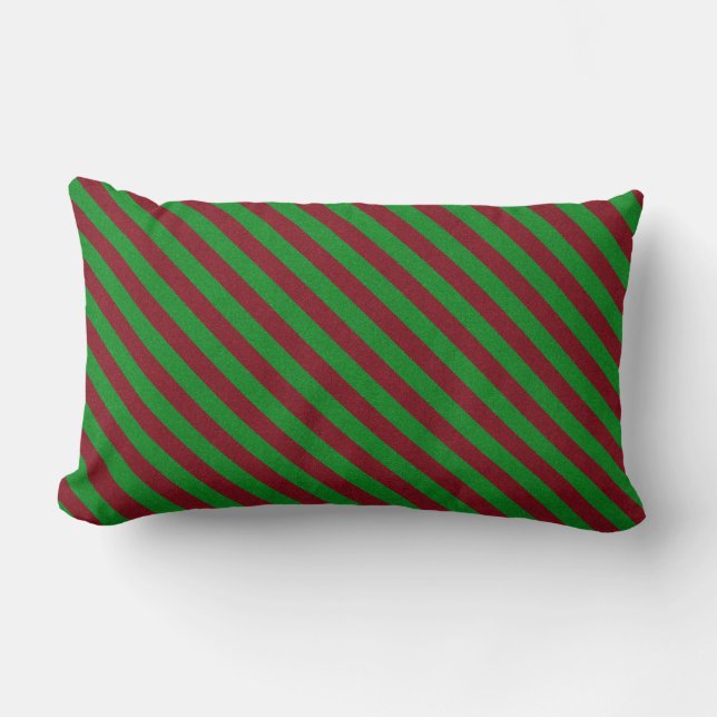 Coussin Rectangle Parties scintillant Red & Green Stripes (Recto)