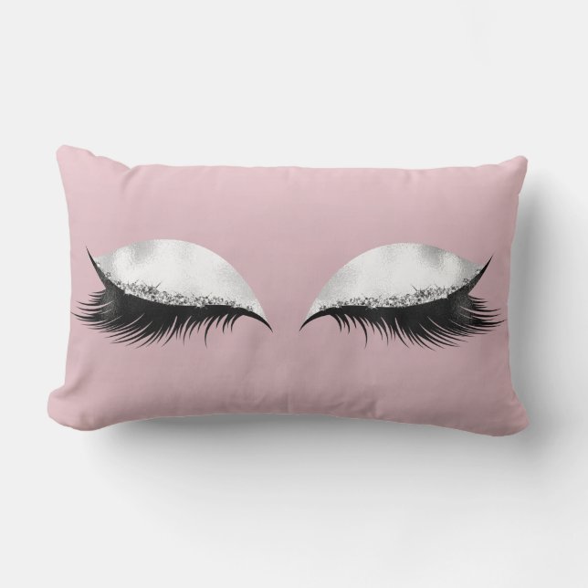 Coussin Rectangle Parties scintillant rose Yeux Saumon maquillage no (Recto)