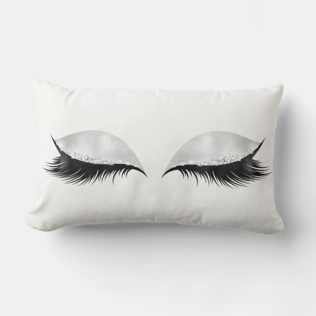Coussin Rectangle Parties scintillant Séquence Argent Lashes Gris No (Recto)