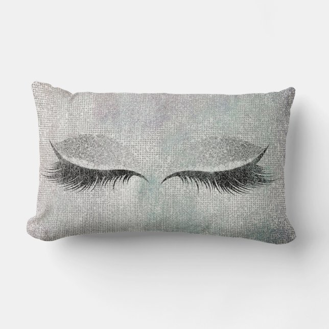 Coussin Rectangle Parties scintillant Séquin d'argent Lashes de maqu (Recto)
