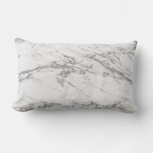 Coussin Rectangle Parties scintillant Silver tendance de luxe en mar (Recto)