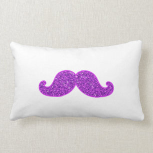 Coussin Rectangle Parties scintillantes pourpres moustache Girly
