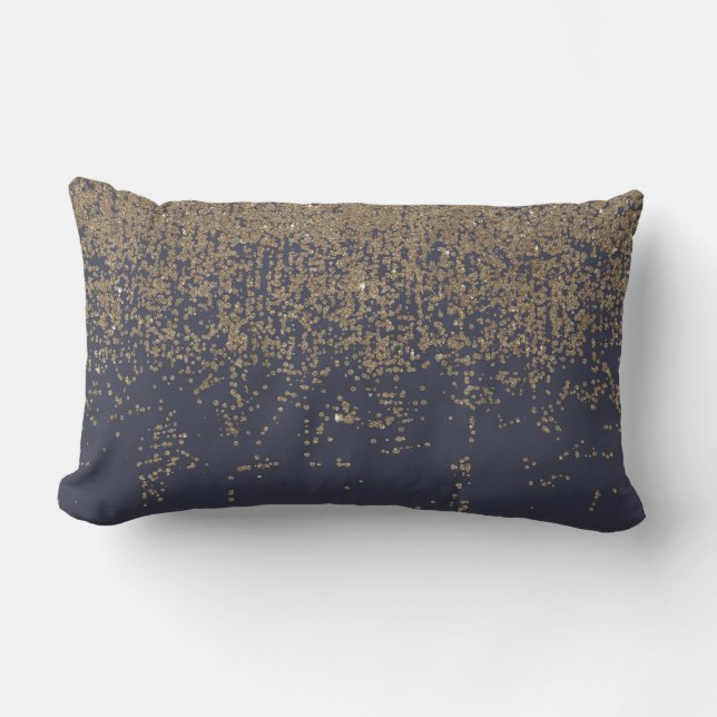 Coussin Rectangle Parties scintillantes scintillantes Ombre d'or de (Recto)