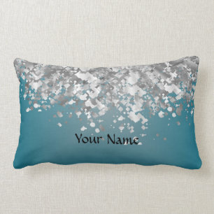 Coussin Rectangle Parties scintillantes turquoises de bleu et de
