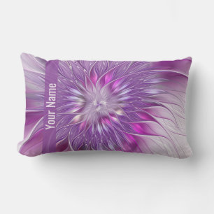 Coussin Rectangle Passion rose violet Fleur Nom Abstrait Fractal