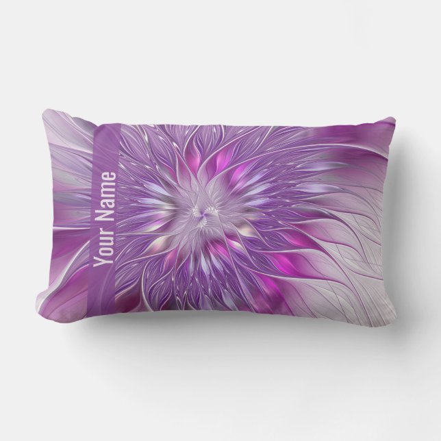 Coussin Rectangle Passion rose violet Fleur Nom Abstrait Fractal (Recto)