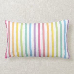 Coussin Rectangle Pastel Color Rainbow Stripes Motif