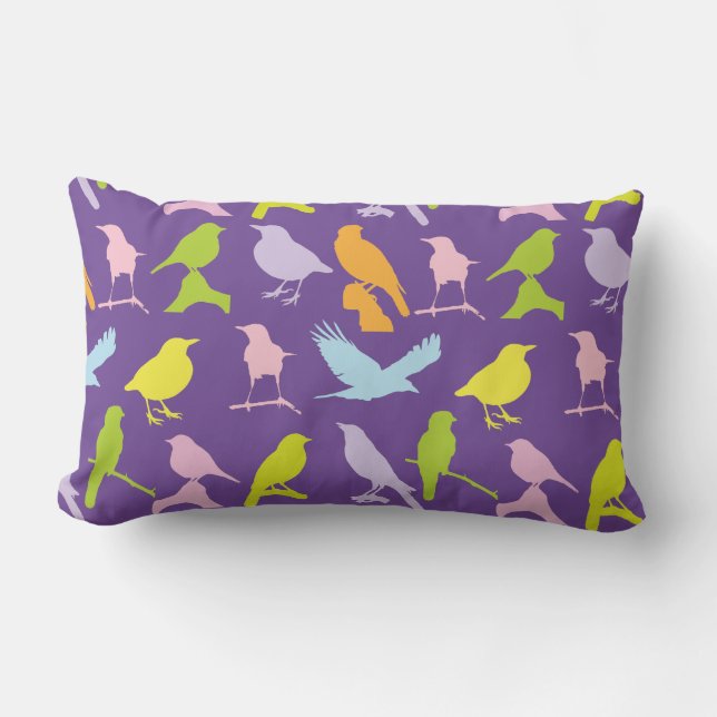 Coussin Rectangle Pastel Coloured Variété d'oiseaux Motif (Recto)