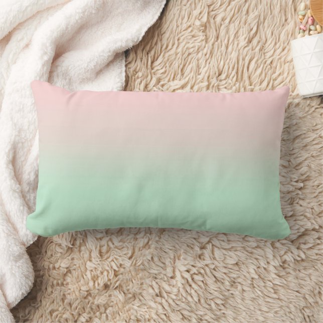 Coussin Rectangle Pastel esthétique Muet Gradient Rose Mint Vert (Couverture)
