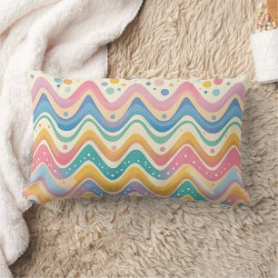Coussin Rectangle Pastel Rainbow Retro Design abstrait