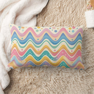 Coussin Rectangle Pastel Rainbow Retro Design abstrait