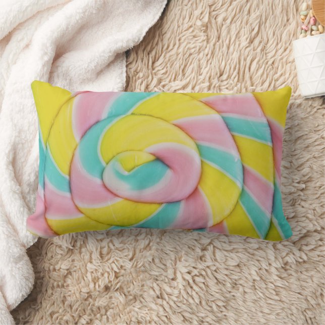 Coussin Rectangle Pastel Rainbow Spiral Candy Photo (Couverture)