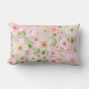 Coussin Rectangle Pastel rose élégant motif floral Jeu d'oreiller