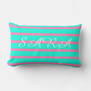 Coussin Rectangle Pastel Turquoise Bleu Vert Et Rose