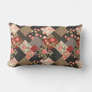 Coussin Rectangle Patchwork Fleurs Motifs Polka Dot Plai géométrique