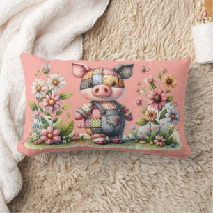 Coussin Rectangle Patchwork Piglet en Jardin Floral