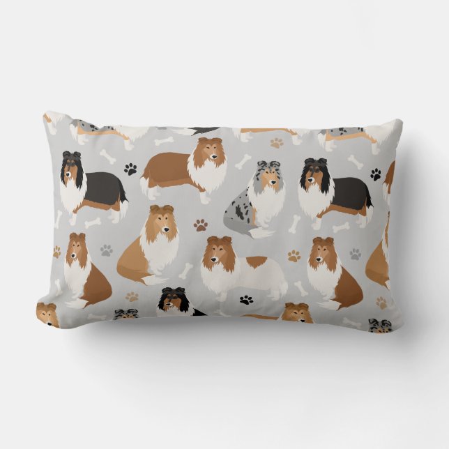 Coussin Rectangle Pâtes et os de collie rugueux lancer l'oreiller (Recto)