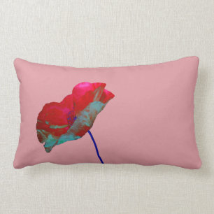 Coussin Rectangle Pavot bleu rouge rose