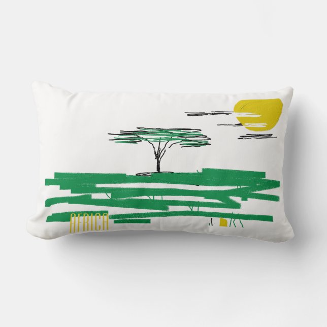 Coussin Rectangle Paysage africain Peinture Afrique Jeu d'oreiller (Recto)