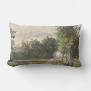 Coussin Rectangle Paysage aquarelle du chemin - Troyon constant
