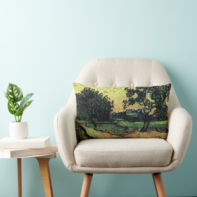 Coussin Rectangle Paysage avec le Château d'Auvers par Vincent van G (Chaise)