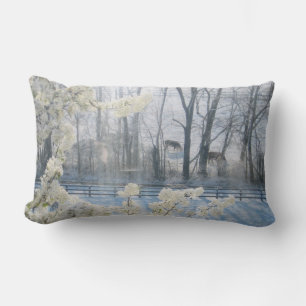 Coussin Rectangle Paysage de la nature pastorale en hiver