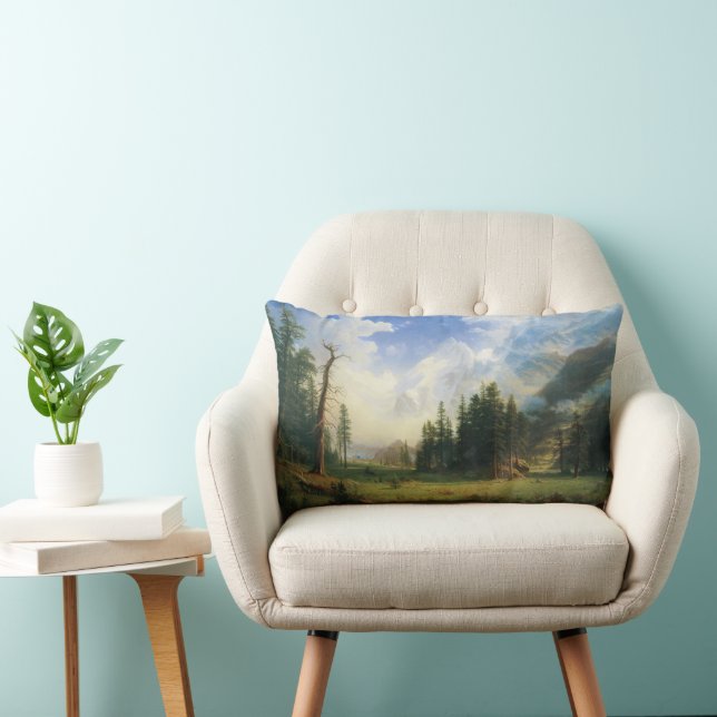 Coussin Rectangle Paysage de montagne par Albert Bierstadt (Chaise)
