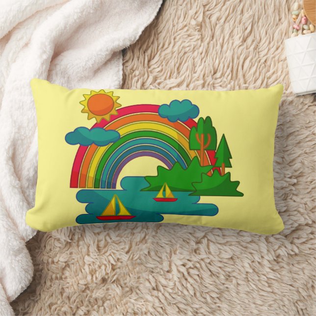 Coussin Rectangle Paysage de voyage en bateau sous les nuages de sol (Couverture)