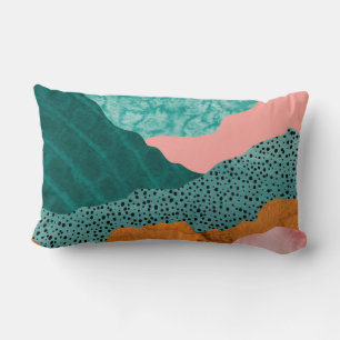 Coussin Rectangle Paysage en papier, déchiré, déchiré, vert & rouill