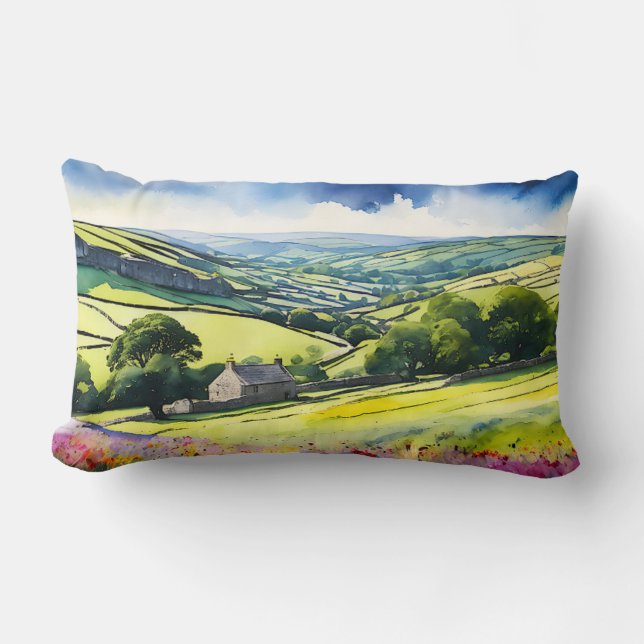 Coussin Rectangle Paysage étendu "Stonedale" Yorkshire Dales Scène (Recto)