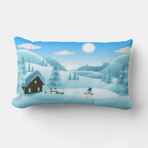 COUSSIN RECTANGLE PAYSAGE HIVER "HAPPY HOLIDAYS"
