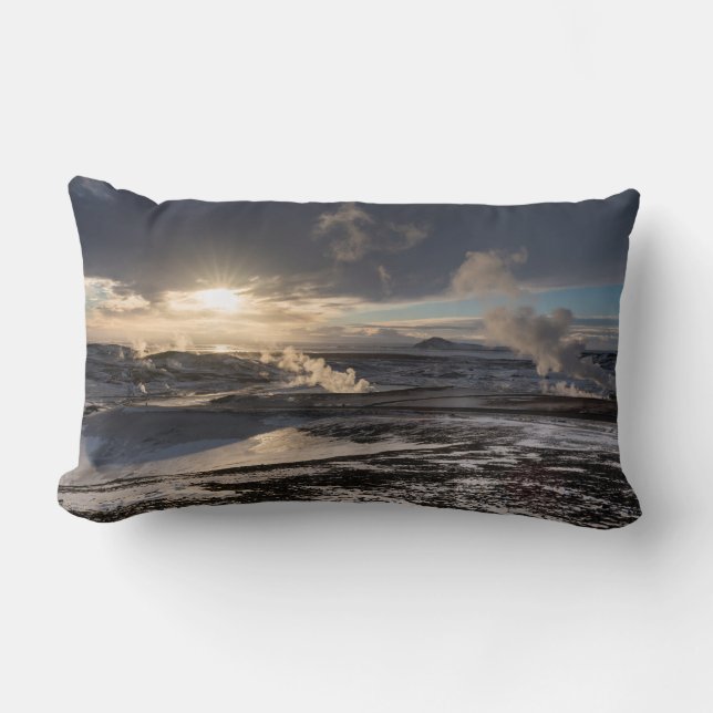 Coussin Rectangle Paysage hivernal géothermique (Recto)