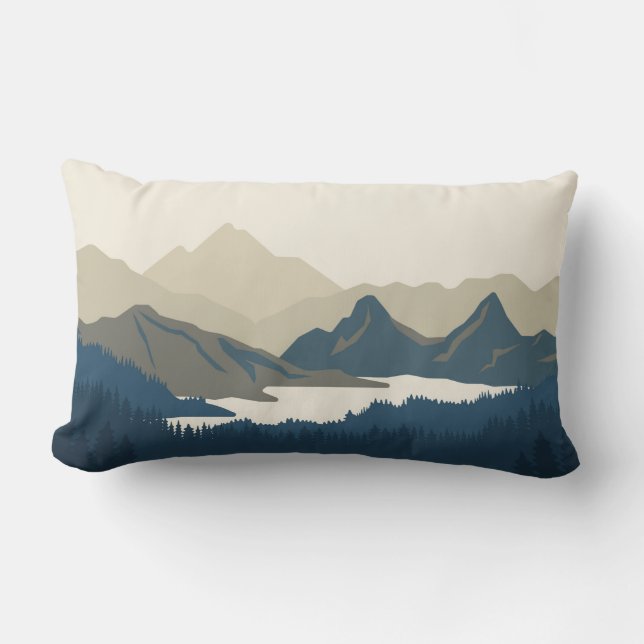 Coussin Rectangle Paysage montagneux le soir (Recto)