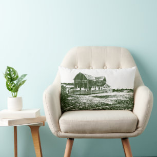 Coussin Rectangle Paysage rural maison de ferme de style coupe