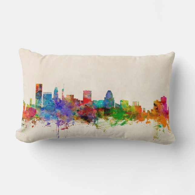 Coussin Rectangle Paysage urbain d'horizon de Baltimore le Maryland (Recto)