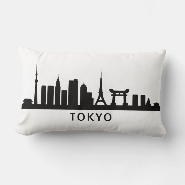 Coussin Rectangle Paysage urbain du Japon | Silhouette de la skyline (Recto)
