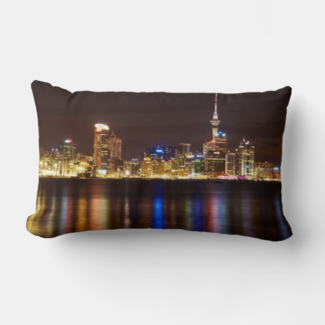 Coussin Rectangle Paysage urbain nocturne d'Auckland (Recto)