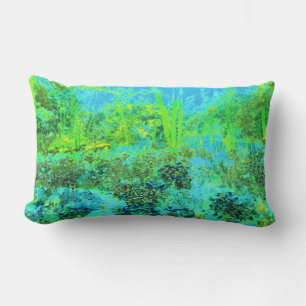 Coussin Rectangle Paysage verdoyant et bleu du jardin