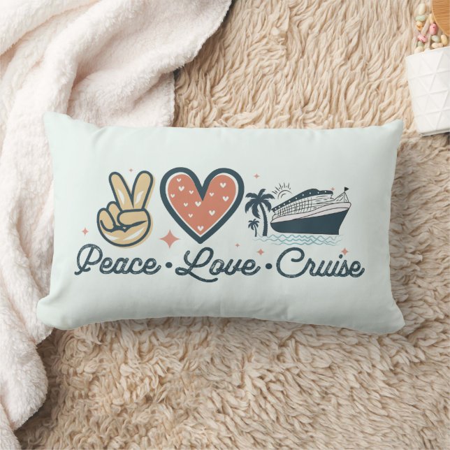 Coussin Rectangle Peace Love Cruise Jeu d'oreiller - Vibes nautiques (Couverture)