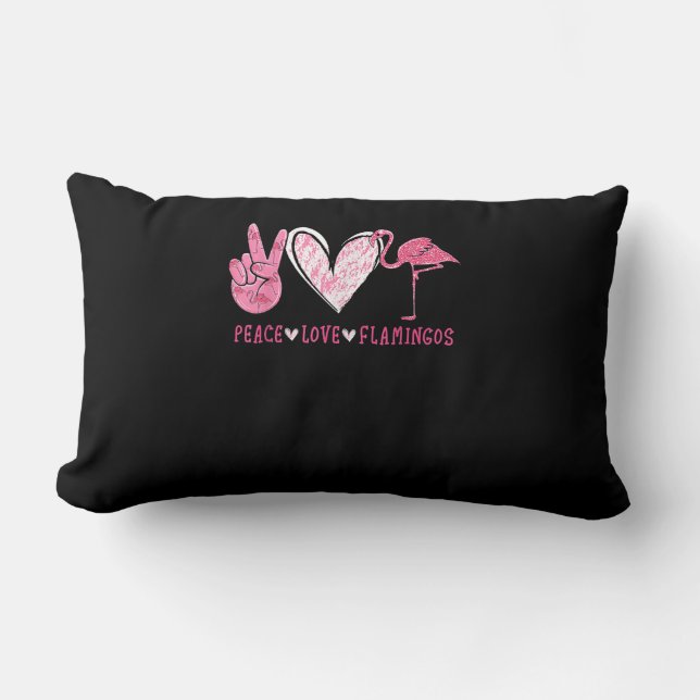 Coussin Rectangle Peace Love Flamingo | Flamingo Lover (Recto)