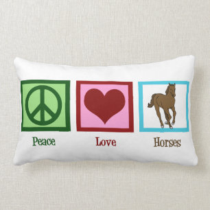 Coussin Rectangle Peace Love Horses