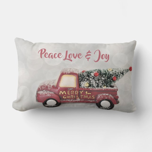 Coussin Rectangle Peace Love & Joy Toy Camion Joyeux Noël (Recto)