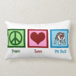 Coussin Rectangle Peace Love Pit Bulls<br><div class="desc">Un signe de paix,  un coeur,  et un pitbull mignon.</div>