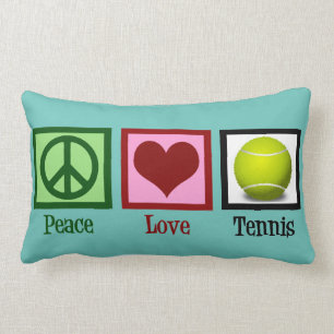 Coussin Rectangle Peace Love Tennis Custom Turquoise