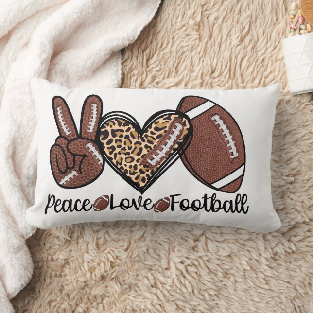Coussin Rectangle Peace Peace Love Football USA – Patriotic Sports (Couverture)