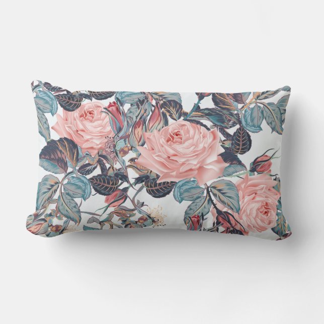 Coussin Rectangle Peach Roses (Recto)